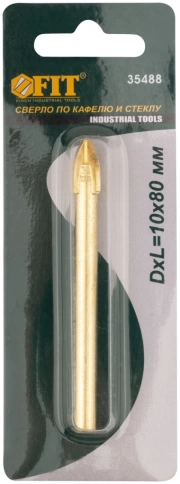 Сверло по кафелю и стеклу 4реж.кромки, титан.покр. 10х80 мм фото 4