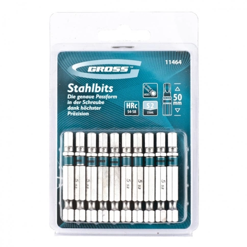 Биты HEX 5х50 мм, сталь S2 Gross фото 1