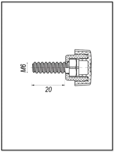 Ручка фиксатор барашек разборный d21 с болтом М6х20 фото 2