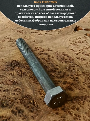 Болт без покрытия 20х120 мм ГОСТ 7805, 2 шт. фото 4