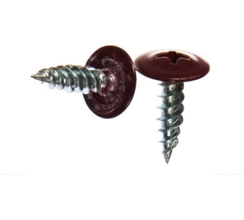 Саморез с прессшайбой 4,2х13 острый RAL3005 (красный), 50 шт. фото 5